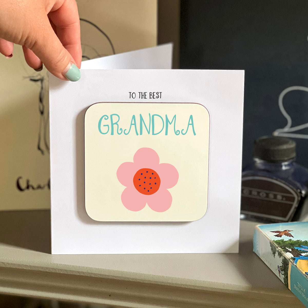 Best Grandma Coaster Card Spotty N Stripy