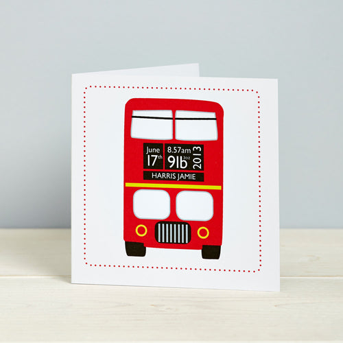 New Baby Congratulations Card Red London Bus