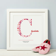 Child's Inital Letter Gift Print Pink