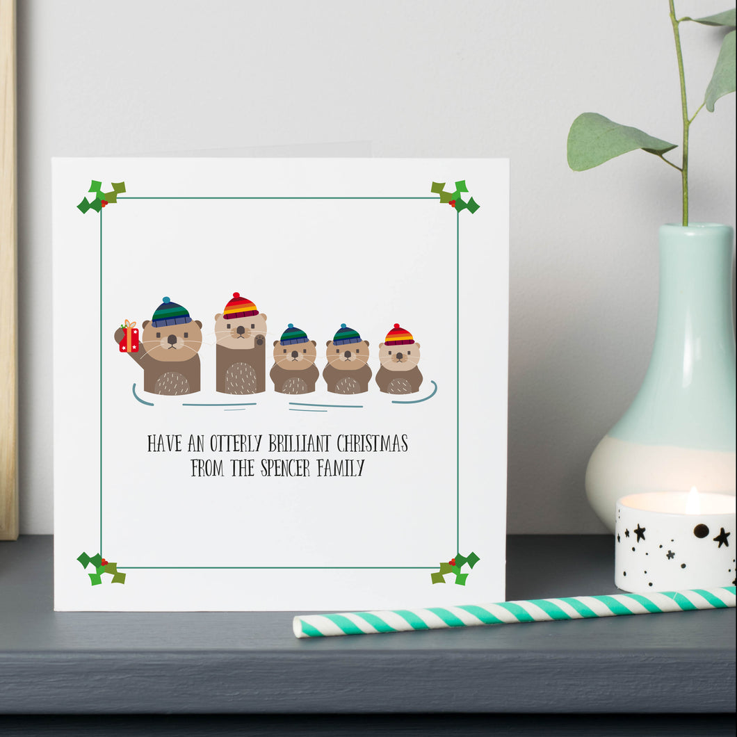 Otter Family Christmas Personalised Cards
