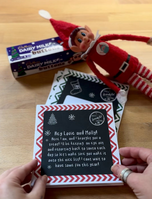 Personalised elf countdown daily cue cards