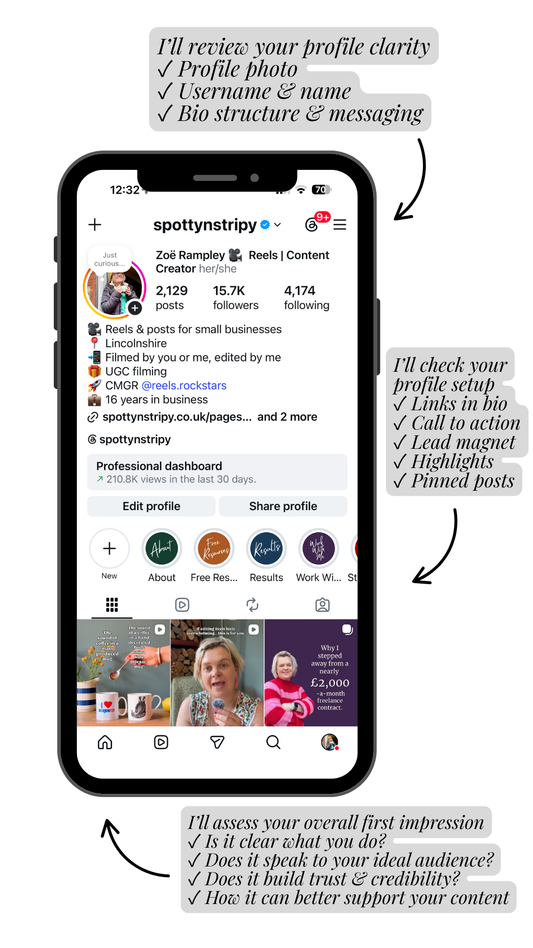 Instagram profile review/audit