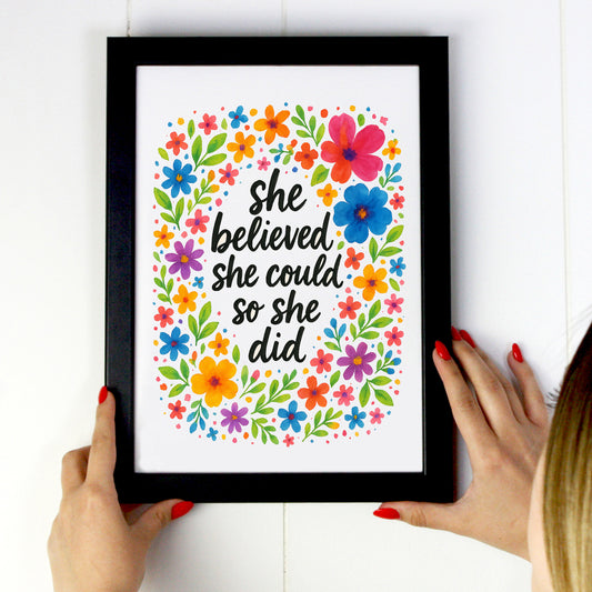 Flower Design - She Believed she could -  free Download