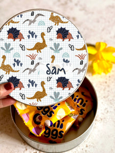 Personalised Round Tin with Mini Eggs
