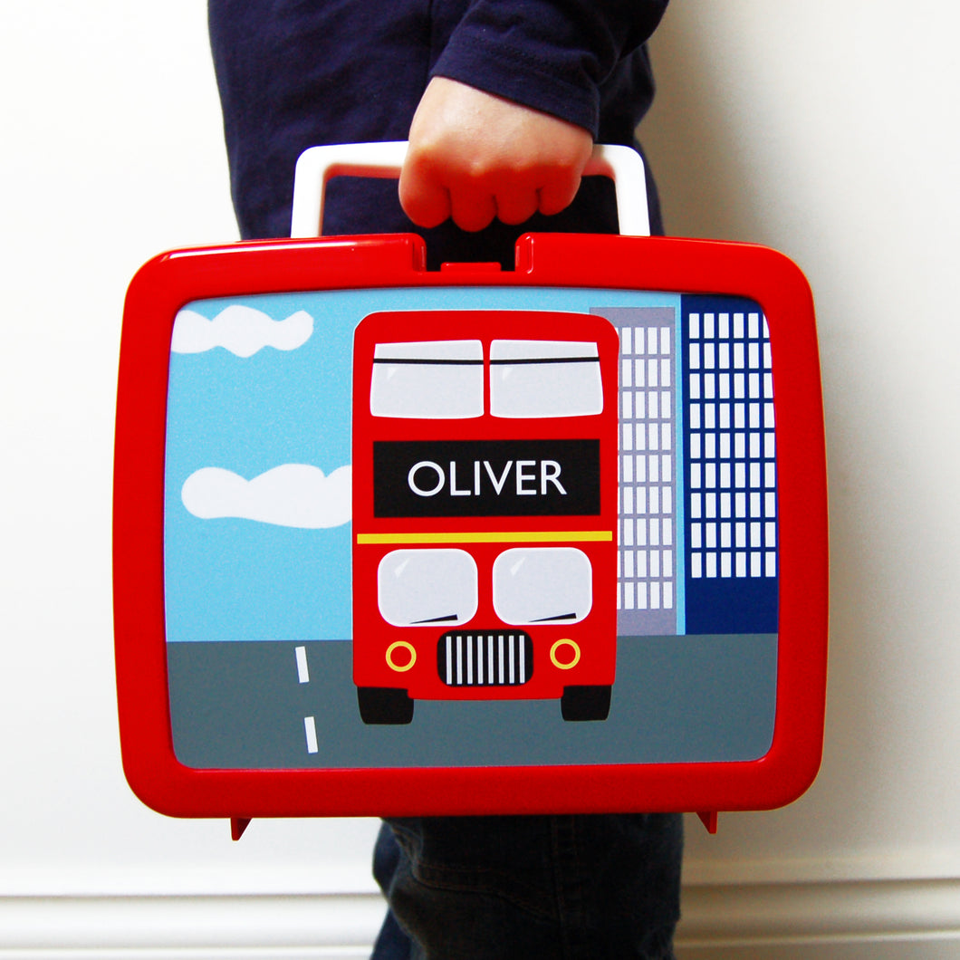Personalised Red Bus Lunch Box
