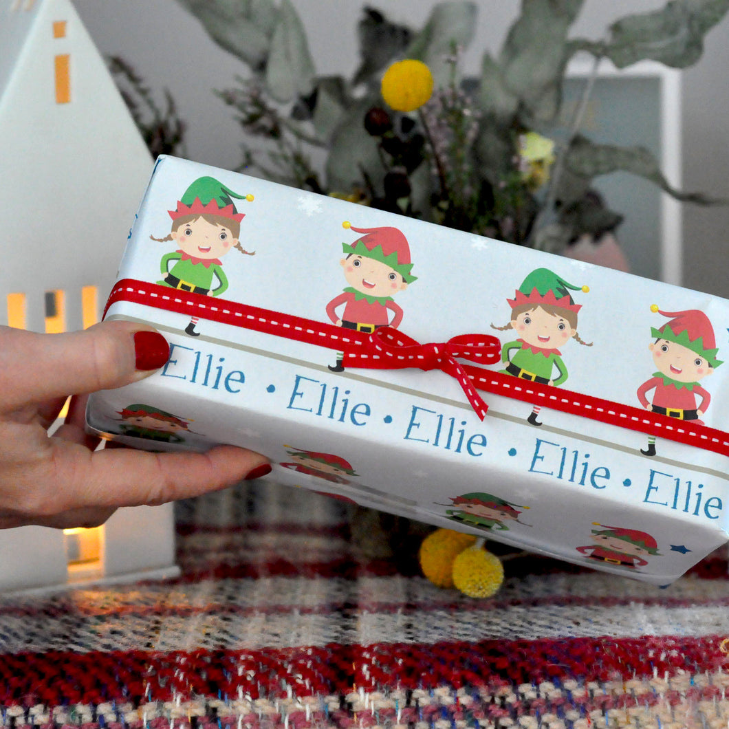 Little Christmas Elf Personalised Wrapping Paper