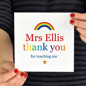 Teacher Rainbow thank you card