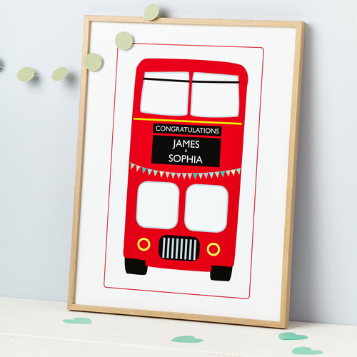 Wedding Just Married Red London Bus Print