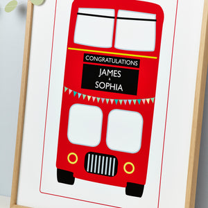 Wedding Just Married Red London Bus Print