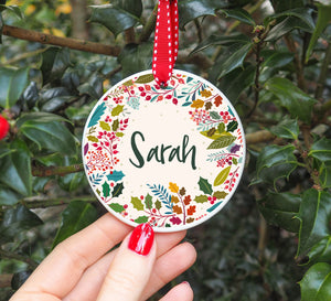Floral Berries Personalised Christmas Decoration