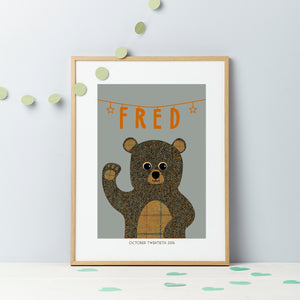New Baby Tweed Teddy Gift Print