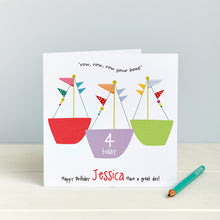 Child's Birthday Card - Row Your Boat