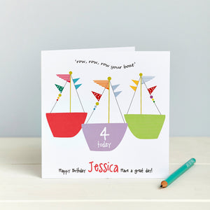 Child's Birthday Card - Row Your Boat
