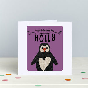 Personalised Penguin Anniversary Card