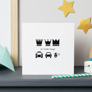 We Three Kings Funny Christmas Card - Taxi, Car and Scooter