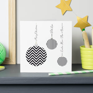 Monochrome Personalised Geometric Bauble Cards