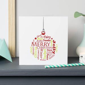 Christmas Bauble Cards Personalised Words