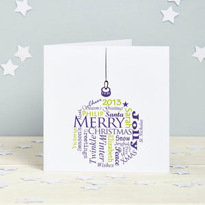 Christmas Bauble Cards Personalised Words