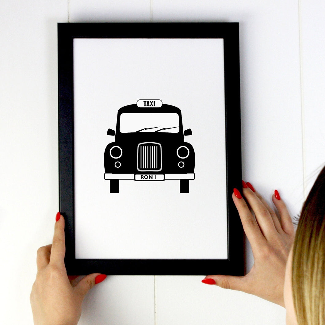 Taxi Print Personalised with a numberplate name