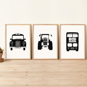 Contemporary Tractor Themed Monochrome Print With Personalised Number Plate