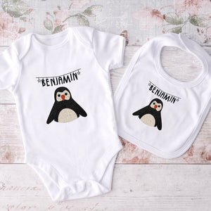 Personalised Penguin Printed Baby Suit