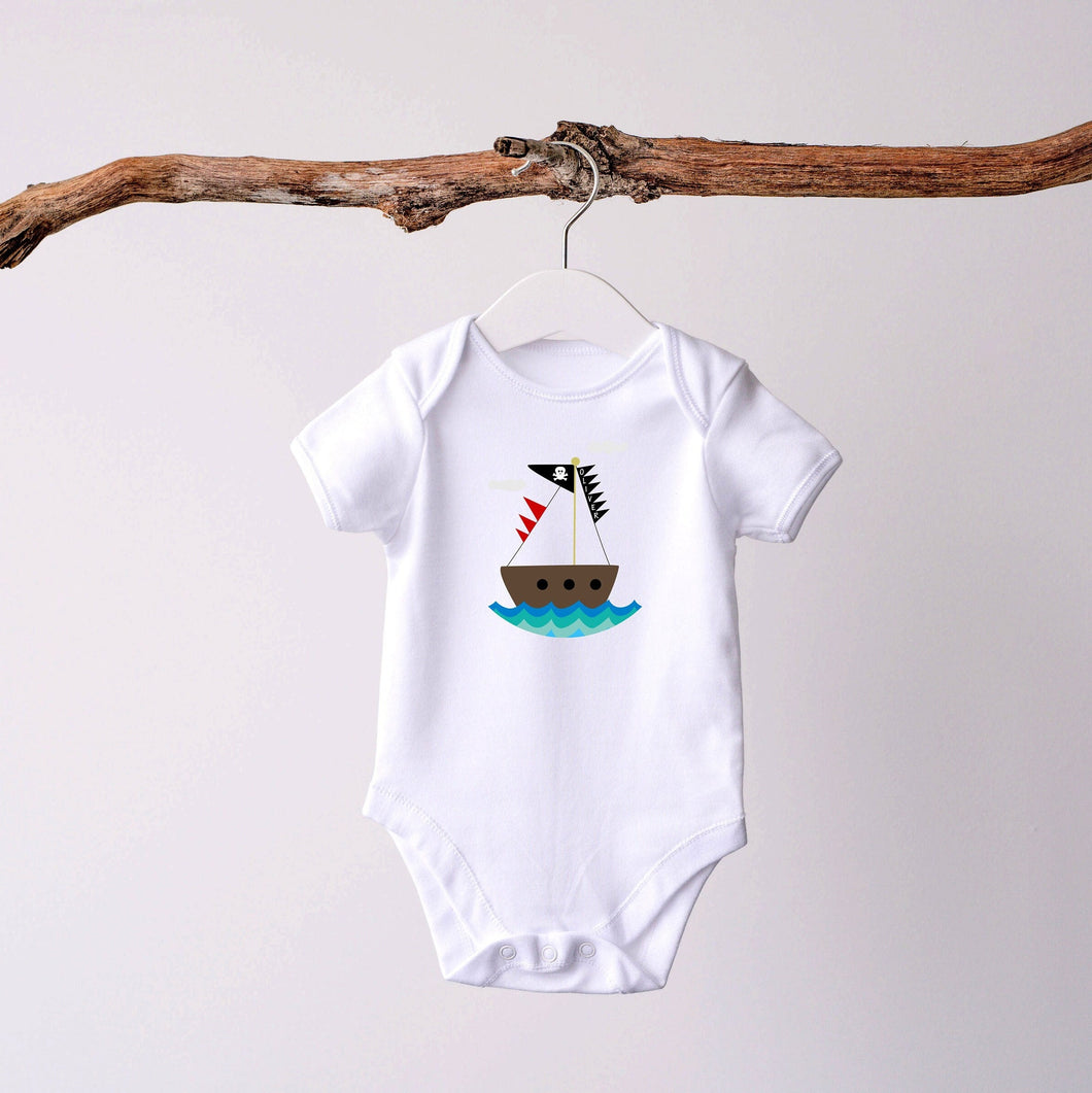Pirate Ship Personalised Printed Baby Suit