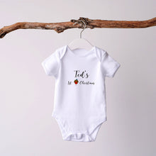 First Christmas Robin Personalised Printed Baby Suit - Blue