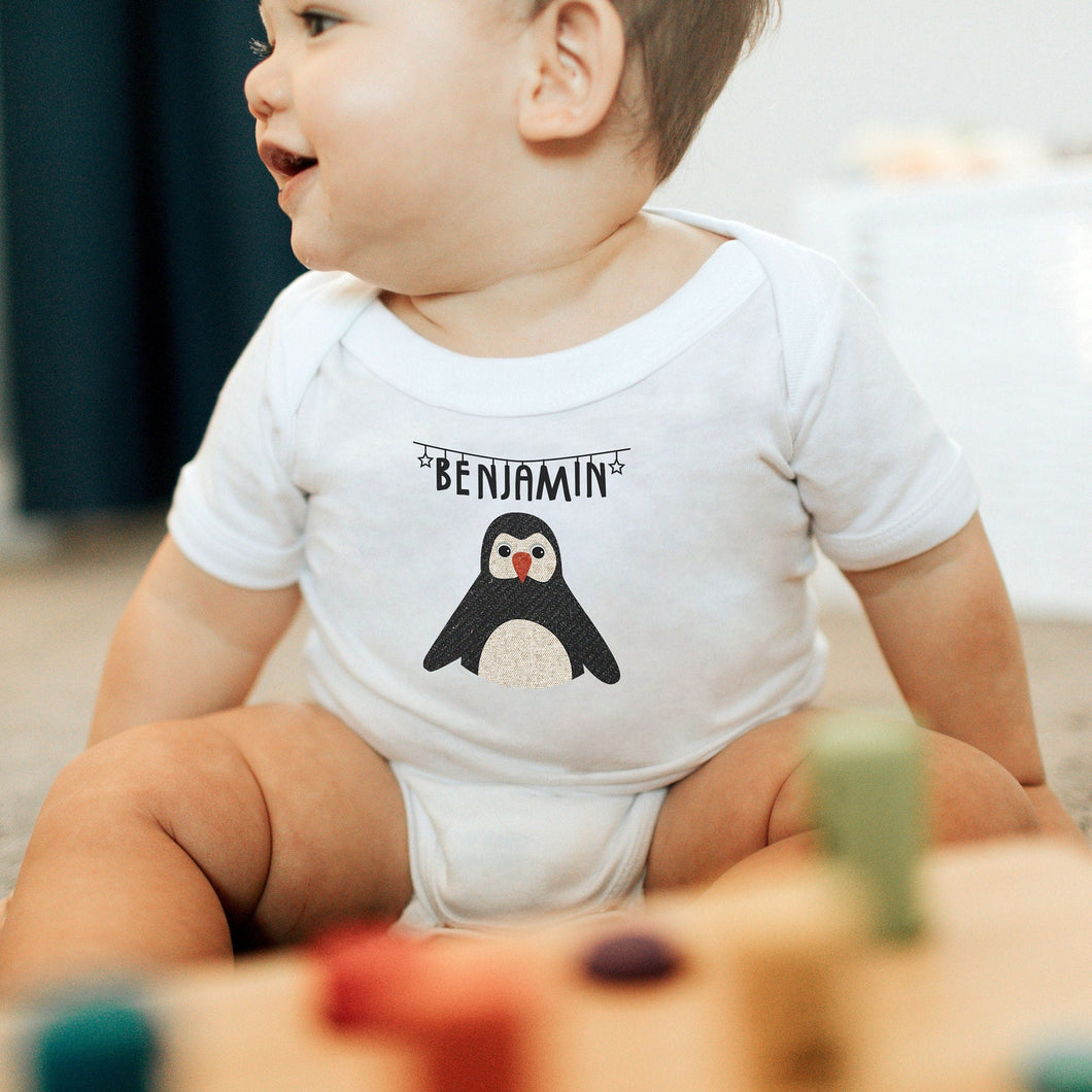 Personalised Penguin Printed Baby Suit