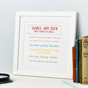 Personalised Best Dad Word Art Typographic Print