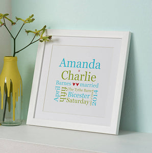 Personalised Wedding Typographic Gift Print
