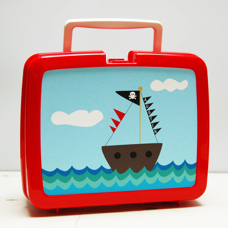 Pirate boat plastic hygenic personalised Lunch Box