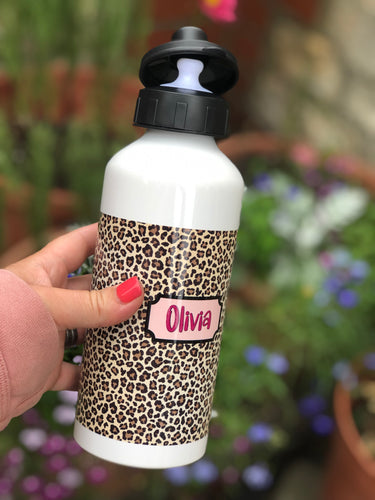 Animal Print Personalised Drink Water Bottle