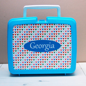 Hearts personalised hygienic plastic lunch box
