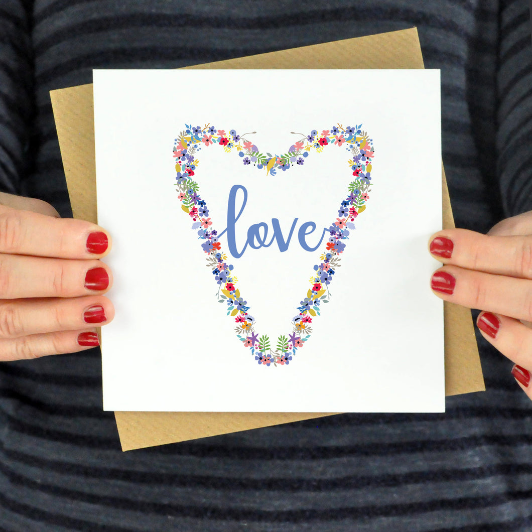 Pretty Floral 'Love' Valentine Card