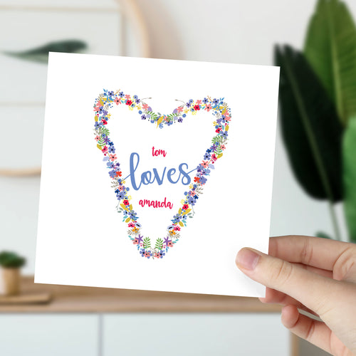 Personalised Pretty Floral 'Loves' Valentine Card