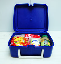 Hygenic retro style lunch box - plastic with carry handle.