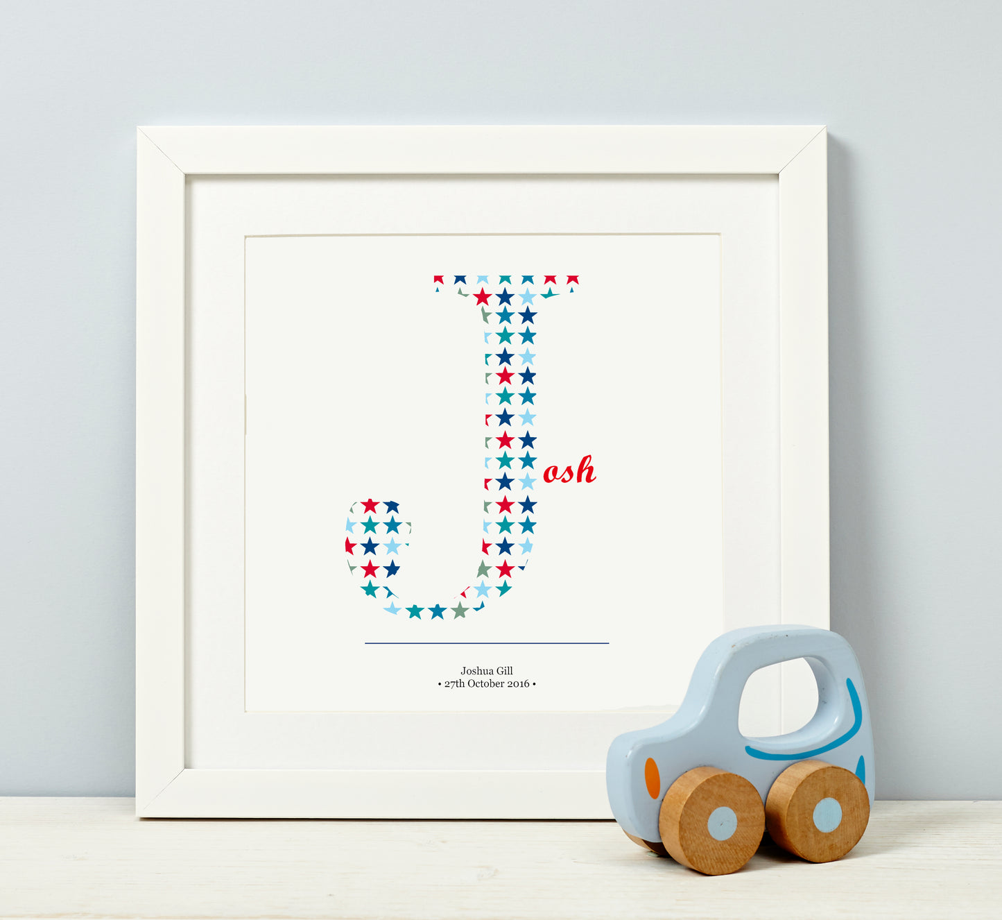 Child's Inital Letter Gift Print Blue