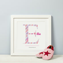 Child's Inital Letter Gift Print Pink