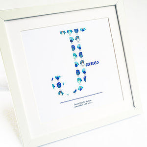 Child's Inital Letter Gift Print Blue
