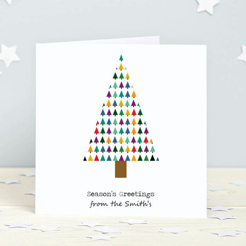 Colourful Christmas Tree Personalised Cards