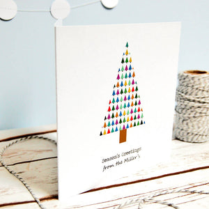 Colourful Christmas Tree Personalised Cards