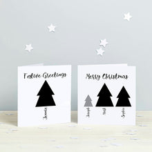 Family Christmas Tree Personalised Cards - Monochrome