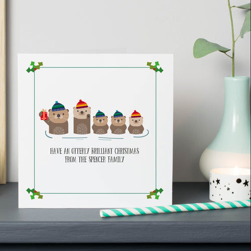 Otter Family Christmas Personalised Cards