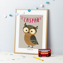 Woodland Baby Owl Tweed Congratulations Print