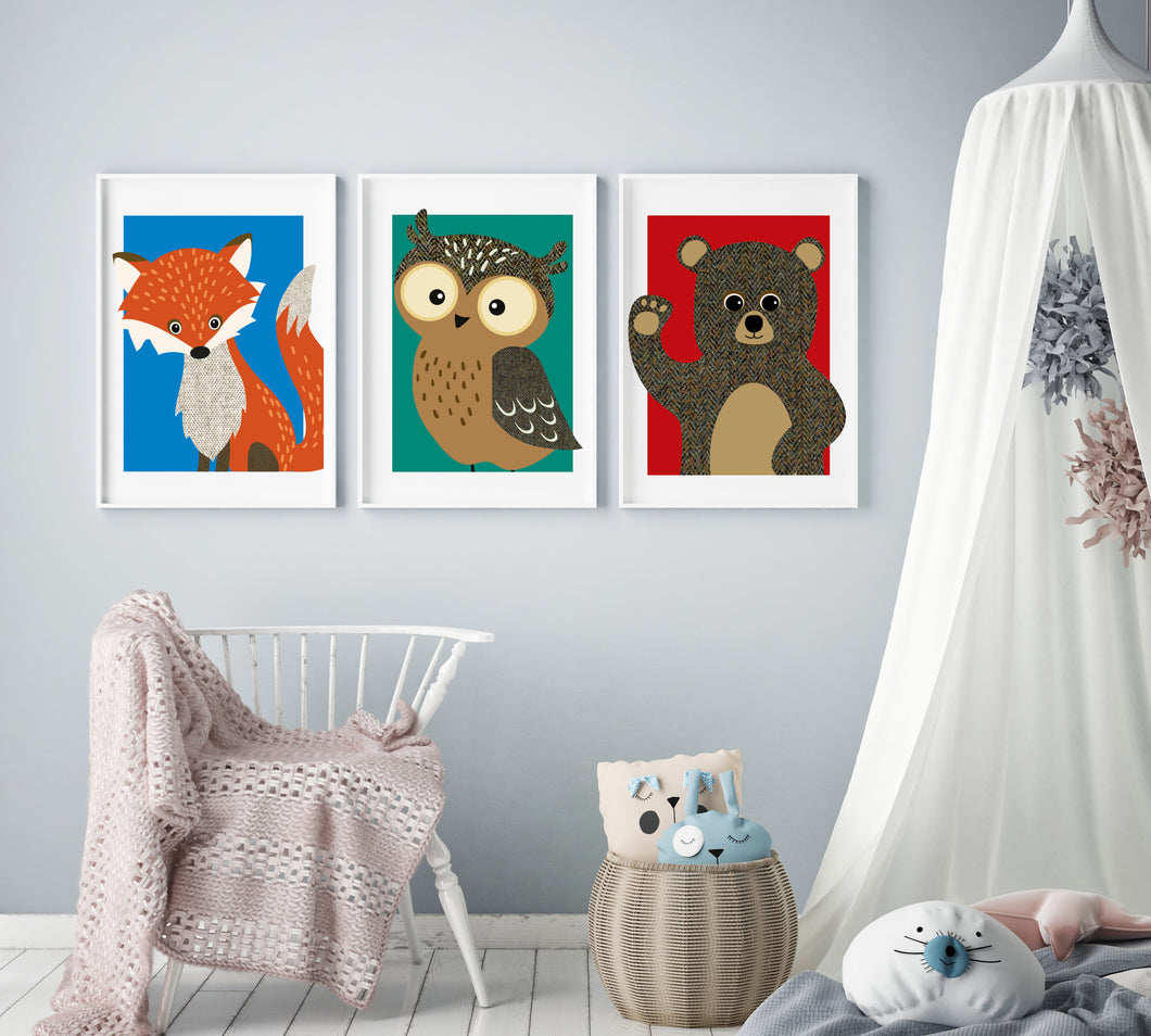 Tweed Animal Prints - set of 3