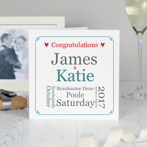 Personalised Wedding Marriage Detail Gift Card